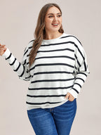 VIP Stripe Pattern Drop Shoulder Sweater