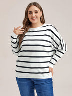 VIP Stripe Pattern Drop Shoulder Sweater
