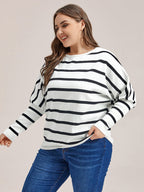 VIP Stripe Pattern Drop Shoulder Sweater