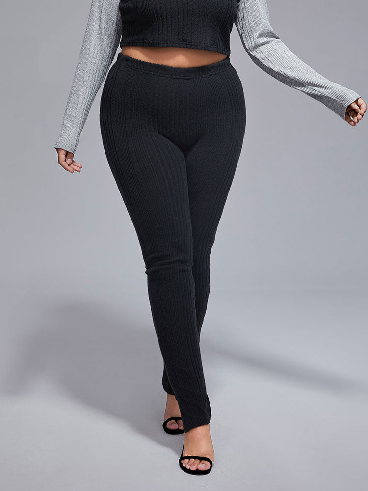 VIP Plus Elastic Waist Striped Skinny Leggings