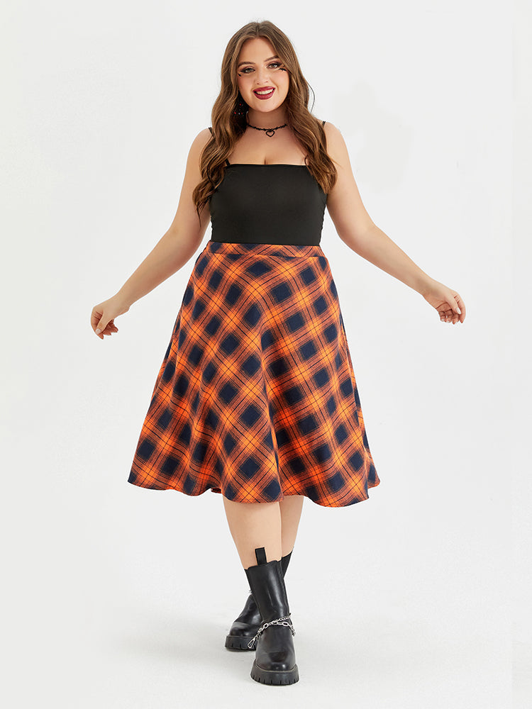 Halloween High Waist Plaid Print Skirt