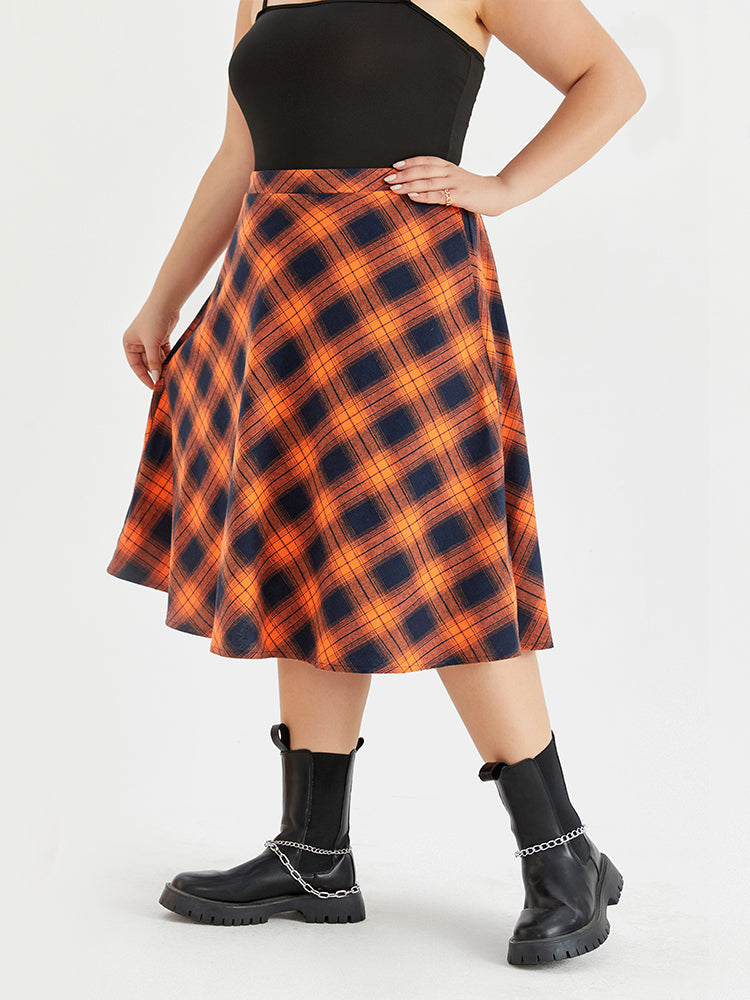 Halloween High Waist Plaid Print Skirt