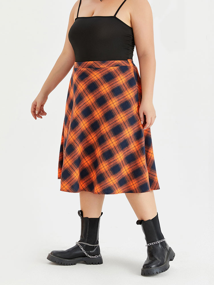 Halloween High Waist Plaid Print Skirt