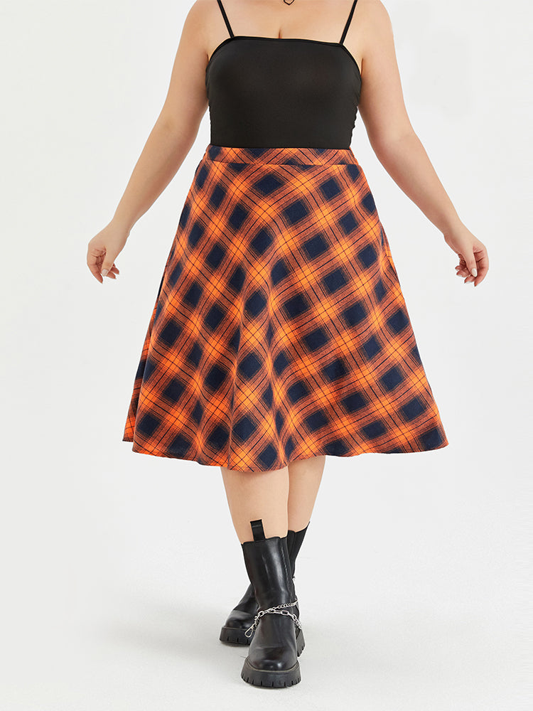 Halloween High Waist Plaid Print Skirt