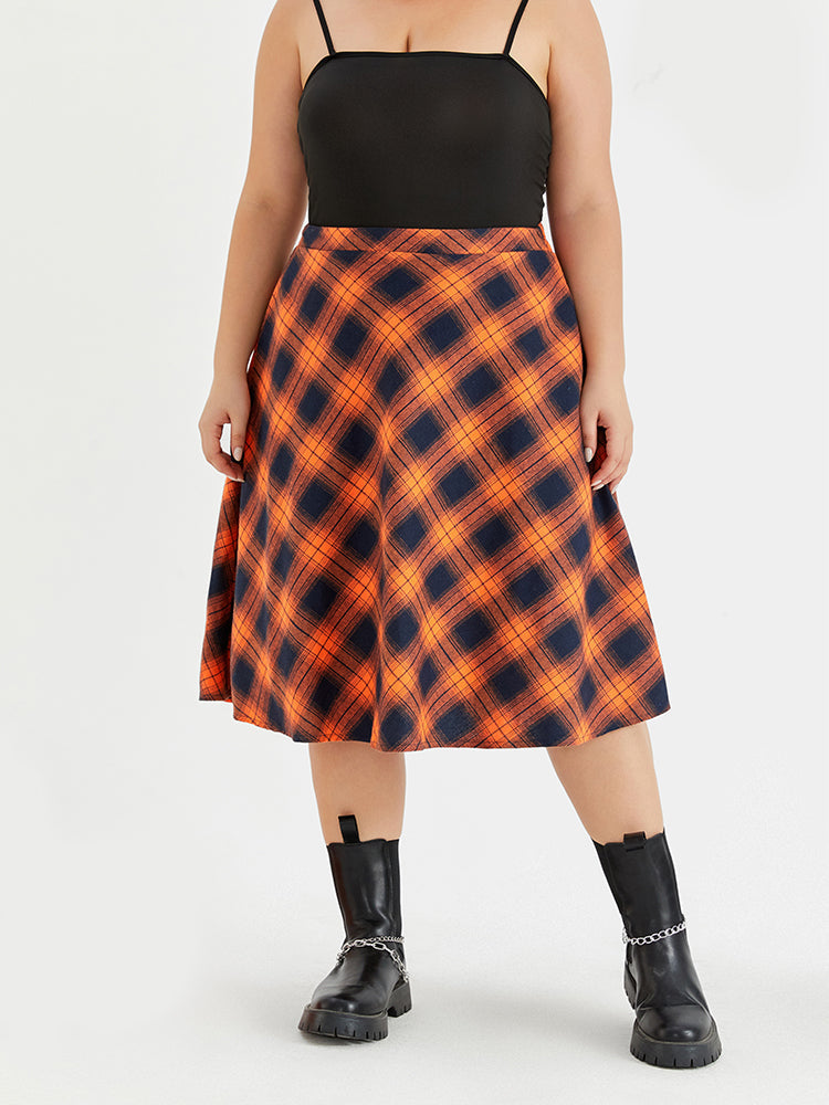 Halloween High Waist Plaid Print Skirt