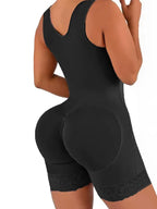 3-Bones Triple-Breasted Contrast Lace High-Waisted Butt Lifter Shapewear