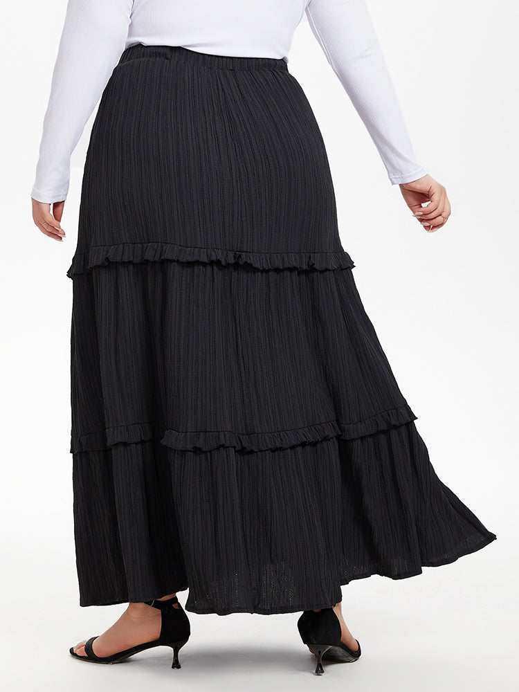 Paperbag Waist Ruffle Hem Knot Front Skirt