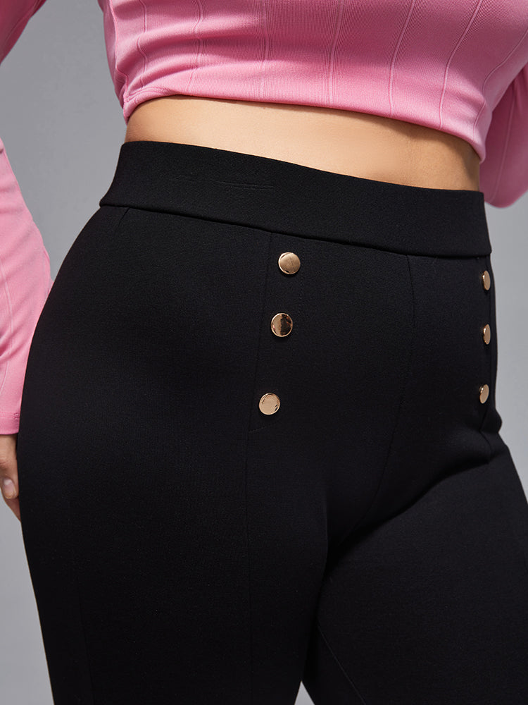 VIP Plus Plain Button Elastic Waist Pants