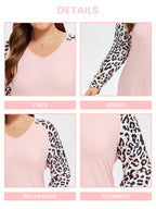 Contrast Leopard Raglan Sleeve Tee