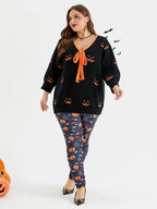 VIP Halloween Pattern Tie Front Sweater