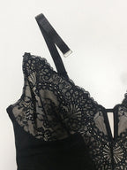 Contrast Lace Crotch Opening Cami Shapewear Bodysuit