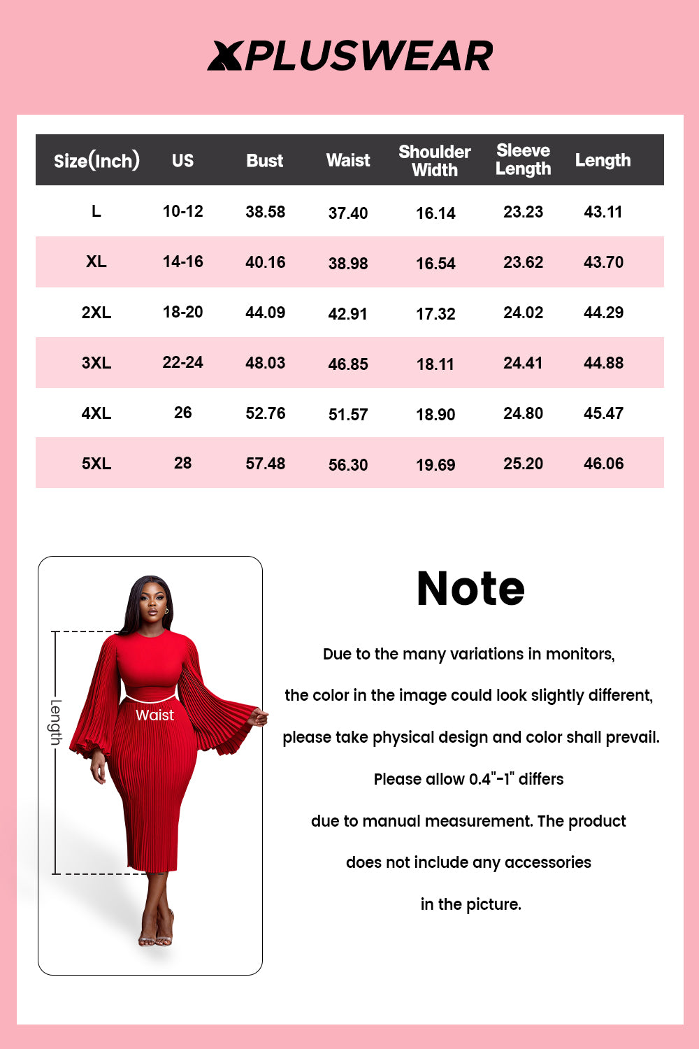 Xpluswear Design Plus Size Christmas Red Round Neck Flare Long Sleeve Bodycon Elegant Pleated Knitted Midi Dresses
