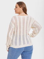 VIP Solid Pointelle Knit Drop Shoulder Sweater