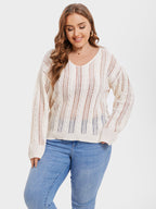 VIP Solid Pointelle Knit Drop Shoulder Sweater