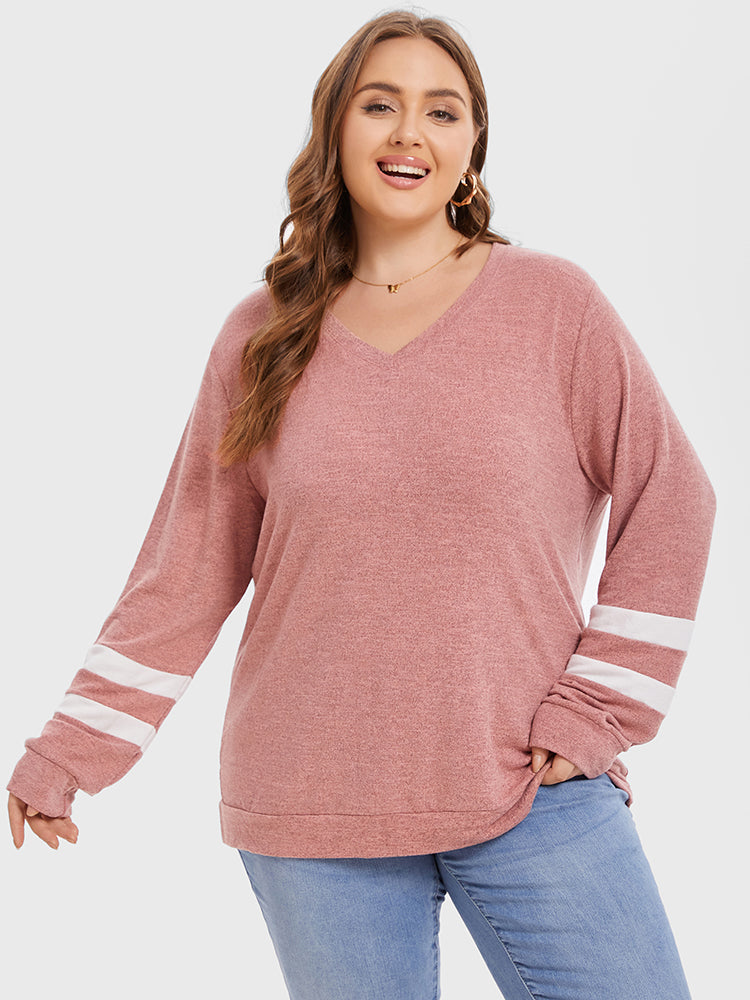Striped Pattern V-Neck Tee