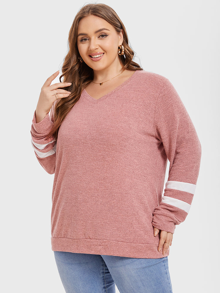 Striped Pattern V-Neck Tee