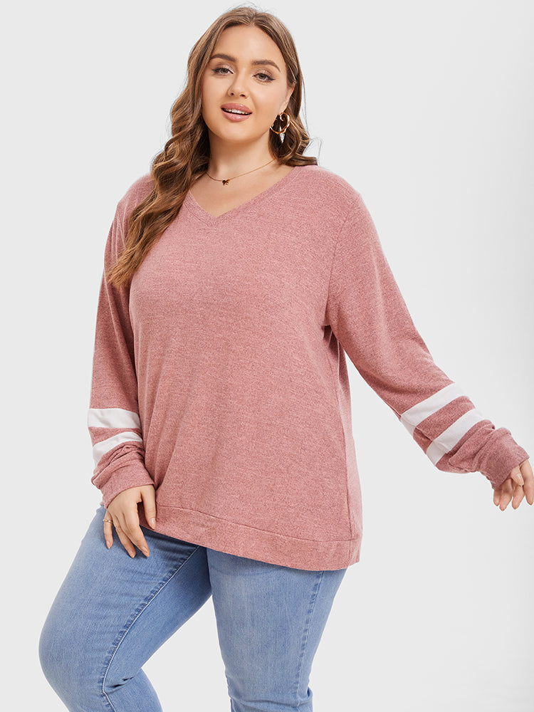 Striped Pattern V-Neck Tee