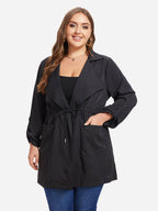 Drawstring Waist Pocket Coat