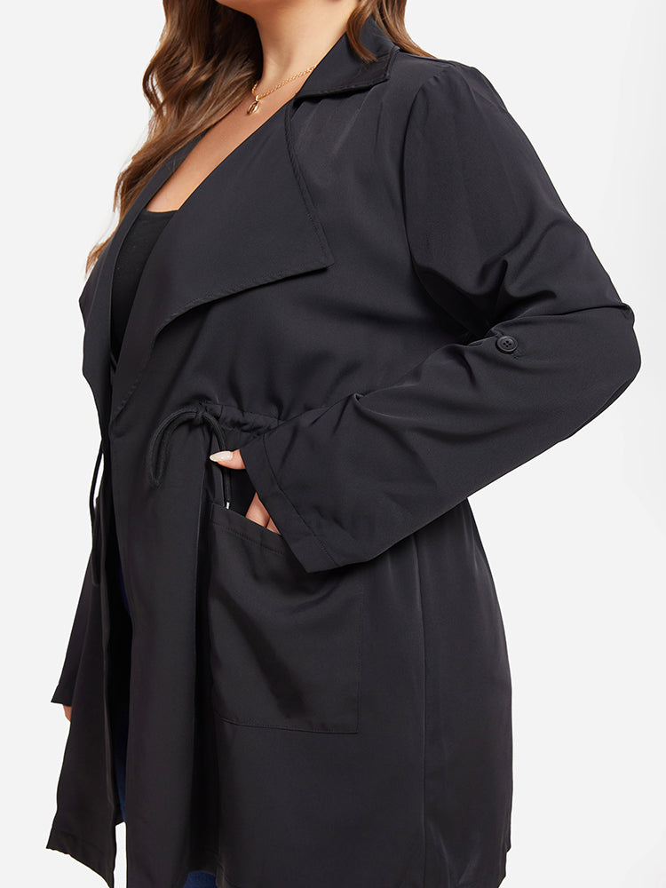 Drawstring Waist Pocket Coat