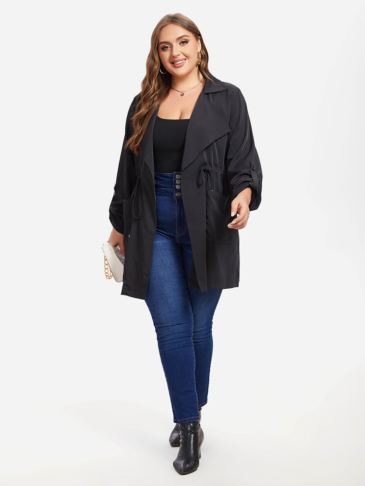 Drawstring Waist Pocket Coat