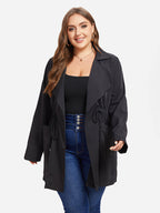 Drawstring Waist Pocket Coat