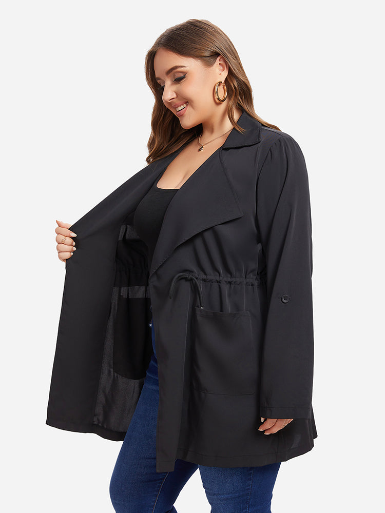 Drawstring Waist Pocket Coat