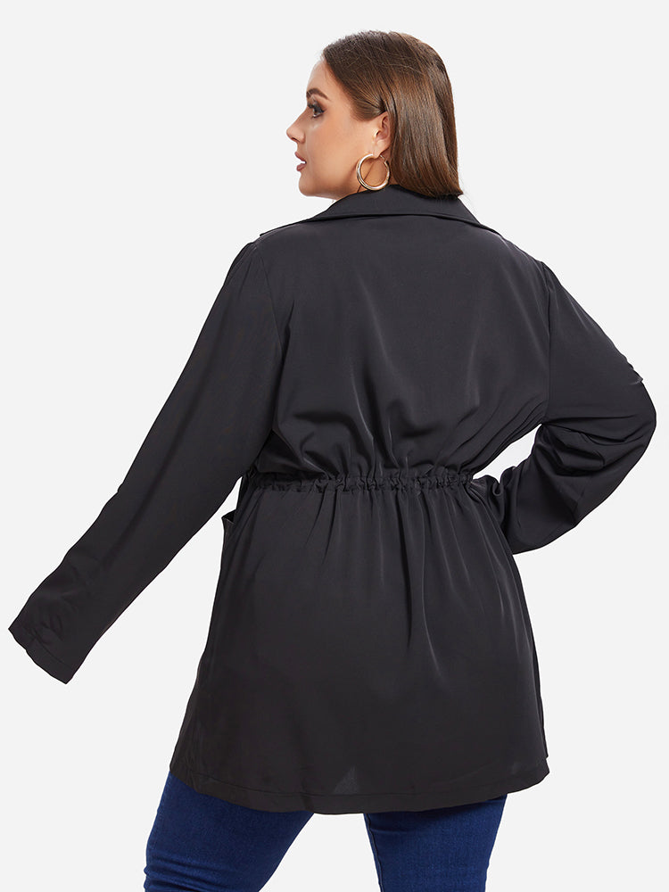 Drawstring Waist Pocket Coat