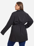 Drawstring Waist Pocket Coat