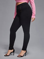 VIP Plus Plain Button Elastic Waist Pants