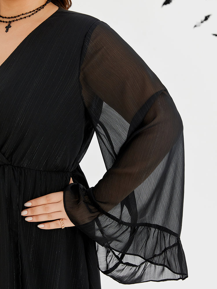 Halloween V-Neck Flare Sleeve Midi Dress