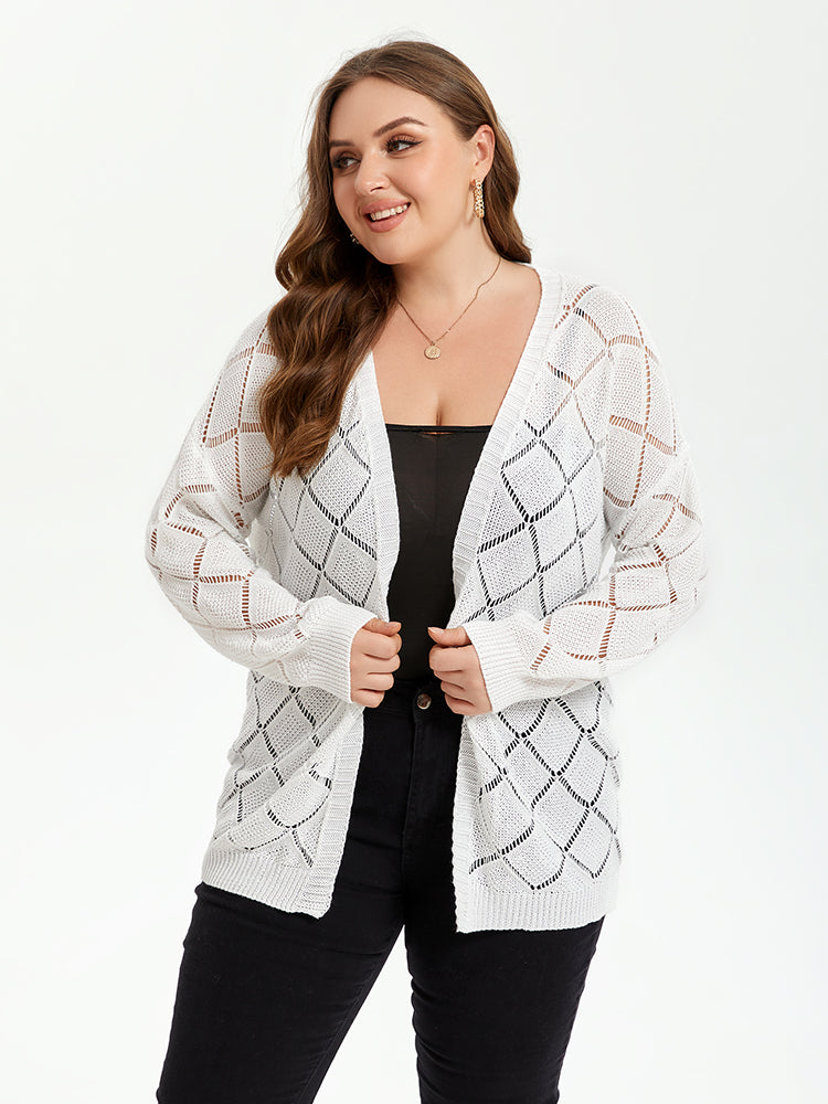 VIP Pointelle Knit Drop Shoulder Open Front Cardigan