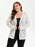 VIP Pointelle Knit Drop Shoulder Open Front Cardigan