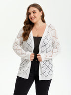 VIP Pointelle Knit Drop Shoulder Open Front Cardigan