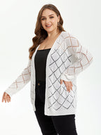 VIP Pointelle Knit Drop Shoulder Open Front Cardigan