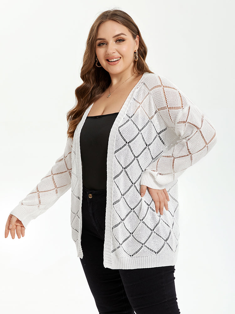 VIP Pointelle Knit Drop Shoulder Open Front Cardigan
