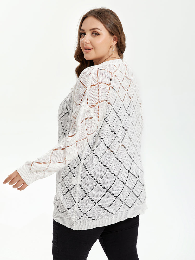 VIP Pointelle Knit Drop Shoulder Open Front Cardigan