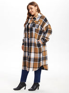 Plaid Print Drop Shoulder Flap Pocket Coat