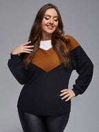 Plus Colorblock Contrast Waffle Sweater