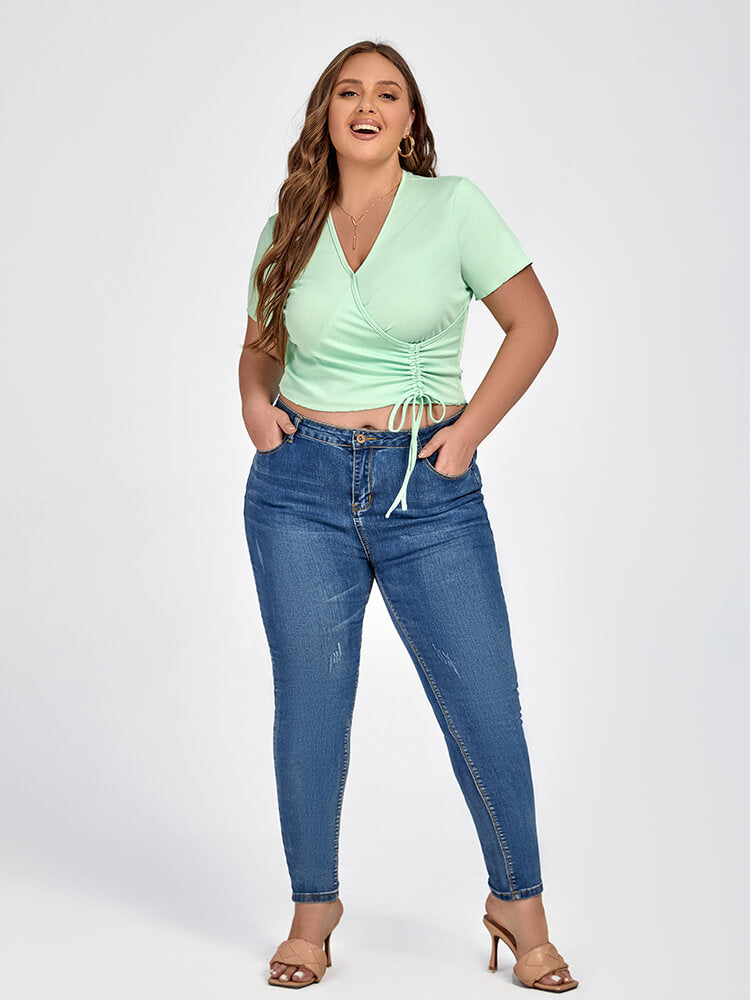 VIP Plus Green Crisscross Drawstring Tee