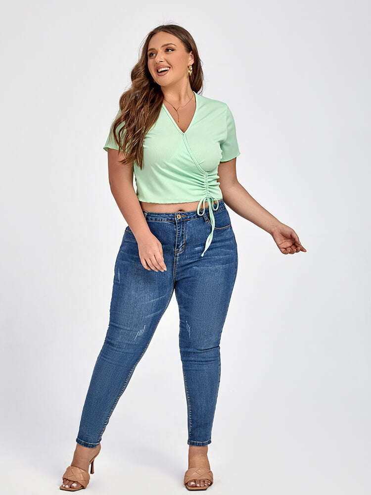 VIP Plus Green Crisscross Drawstring Tee