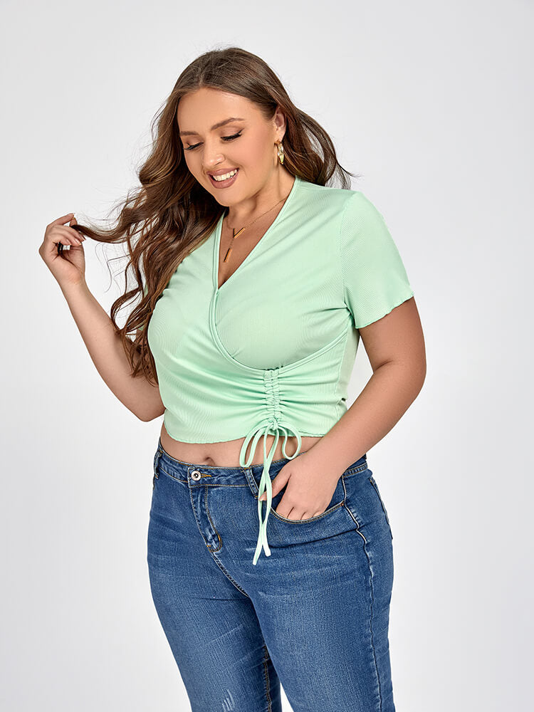 VIP Plus Green Crisscross Drawstring Tee