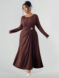Round Neck Ruched Maxi Dress
