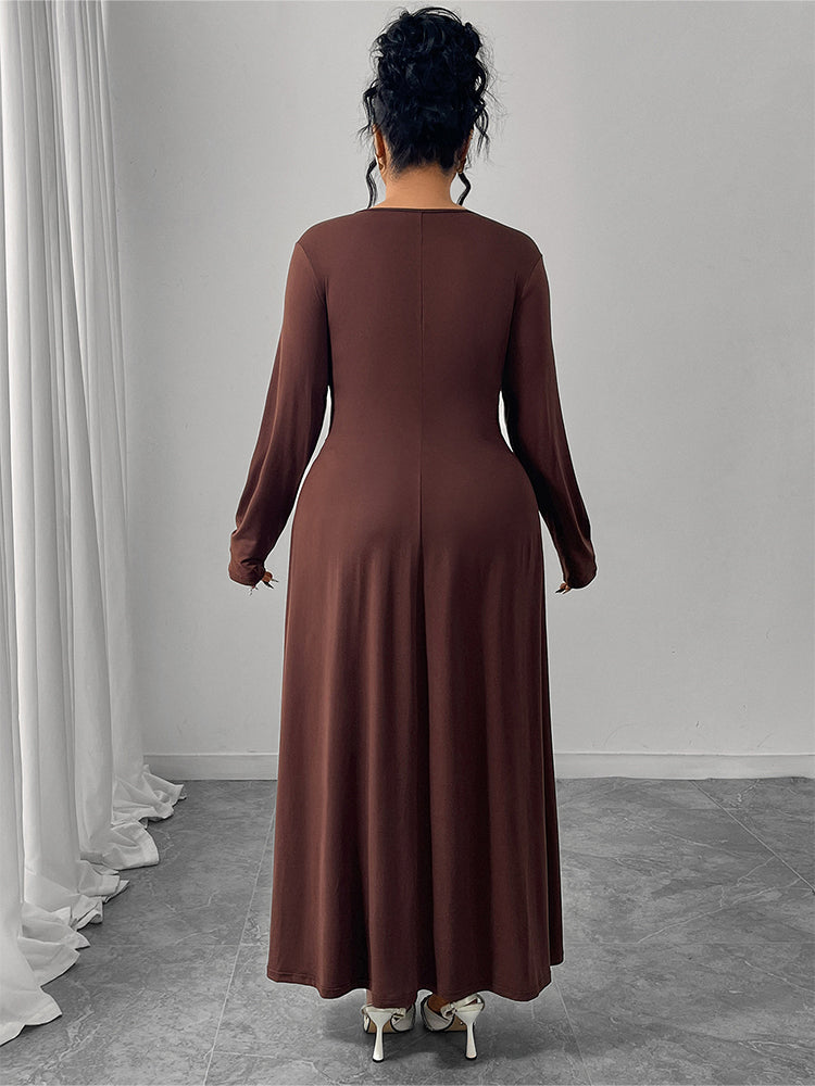 Round Neck Ruched Maxi Dress