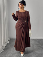 Round Neck Ruched Maxi Dress