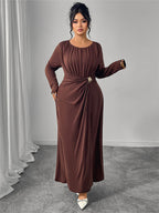 Round Neck Ruched Maxi Dress
