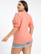 VIP Plus Square Neck Frill Trim Sleeves Tee