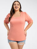 VIP Plus Square Neck Frill Trim Sleeves Tee