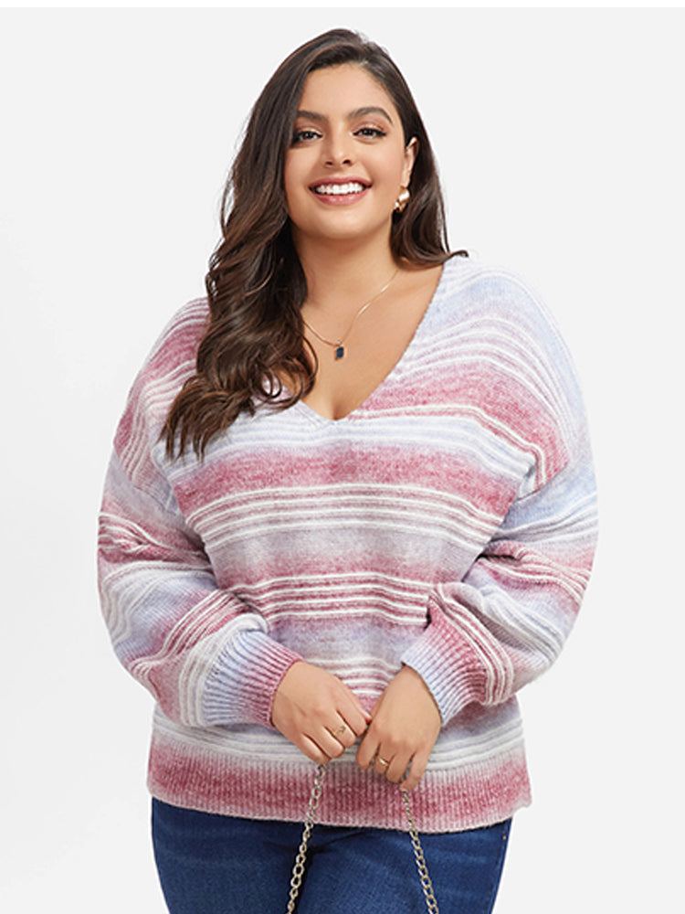 VIP Ombre V-Neck Drop Shoulder Sweater