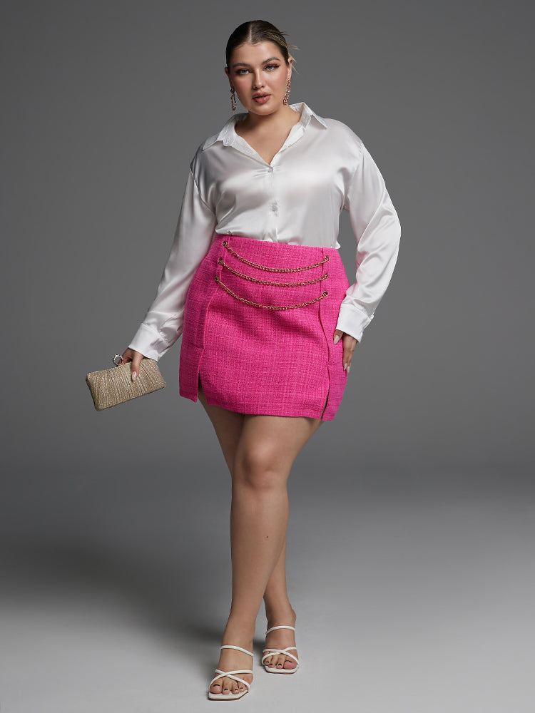 Chain Detail Split Hem Skirt