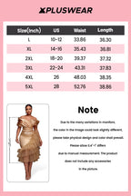 Xpluswear Design Plus Size Wedding Guest Tulle Champagne Off The Shoulder Ruffle Elegant Contrast Satin Midi Dresses